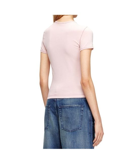 DIESEL Pink T-Uncutieslong-Od Metallic Oval D T-Shirt