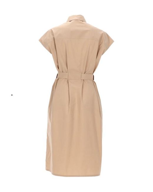 Fabiana Filippi Natural Belted Zip-Pocket Midi Dress