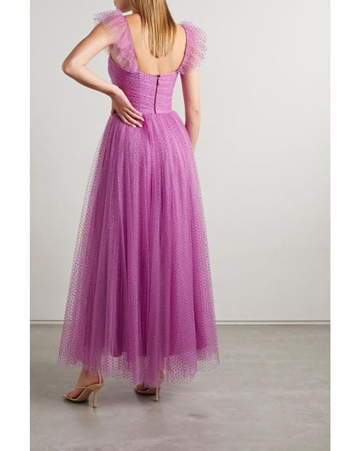 Monique Lhuillier Purple Casual Ruched Princess Dress