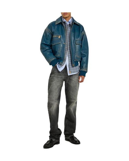 Versace Gray Straight-Leg Jeans for men