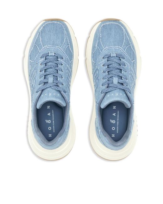 Hogan Blue Logo Embossed Chunky Sneakers