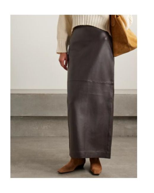 Co. Brown Back Slit Midi Skirt