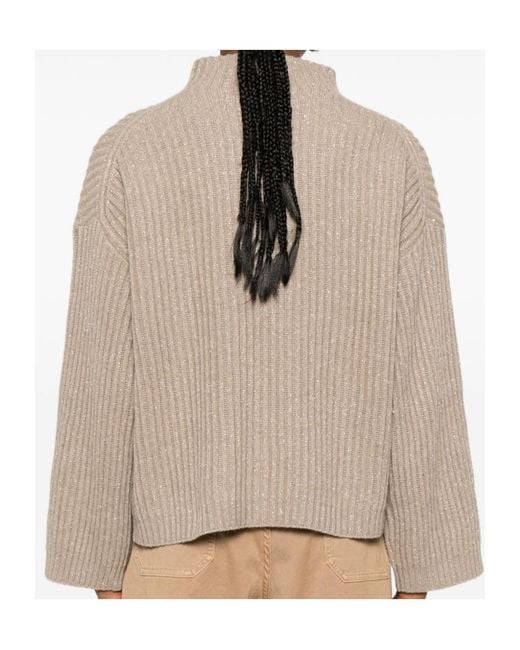 Brunello Cucinelli Natural High-Neck Long-Sleeved Knitwear