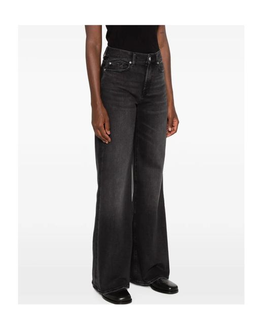 7 For All Mankind Blue Lotta Faded-Effect Wide-Leg Jeans
