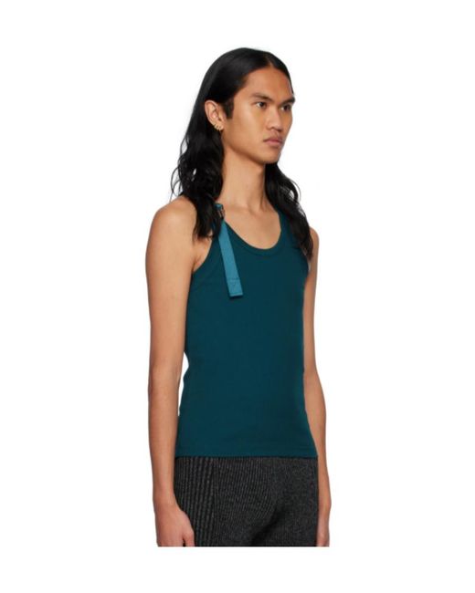 Dion Lee Blue Buckled Fine-Ribbed Tank Top for men