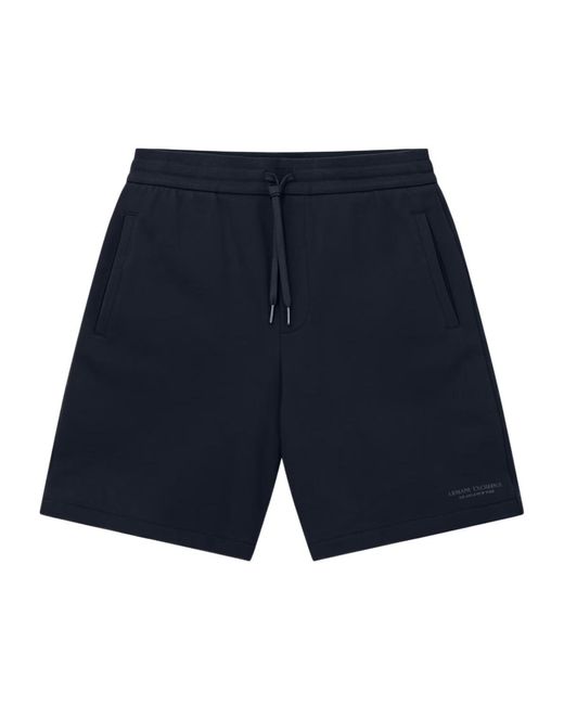 ARMANI EXCHANGE Blue Elasticated Waistband Drawstring Shorts for men