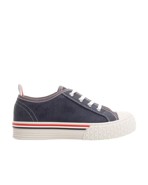 Thom Browne Blue Round-Toe Lace-Up Sneakers
