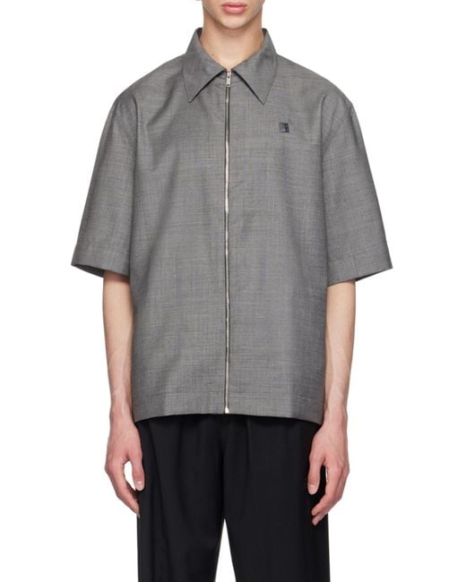 Givenchy Gray Collared Short-Sleeve Shirt for men