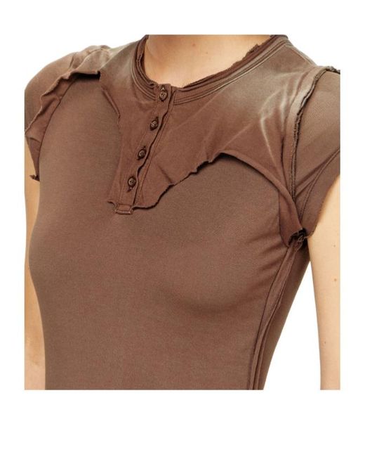 DIESEL Brown D-Jary Henry Neck Short Sleeved Dress