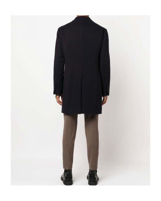 Tagliatore Blue Single-Breasted Coat for men