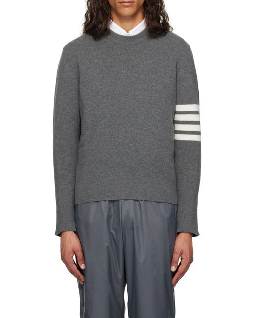 Thom Browne Gray 4-Bar Two-Toned Knitted Jumper for men