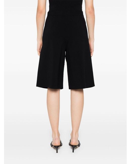 Totême Black Shorts With Ribbed Waist And Two Side Welt Pockets