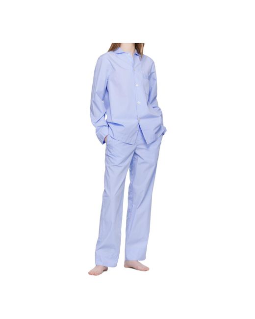 Tekla Blue Drawstring Pajama Pants