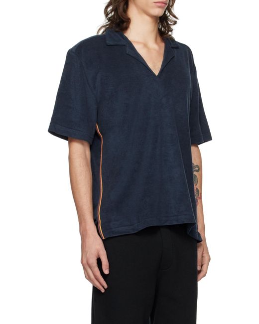 Paul Smith Blue Logo Patch Straight Hem Polo Shirt for men