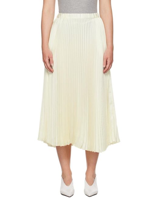 Jil Sander White Pleated Midi Skirt
