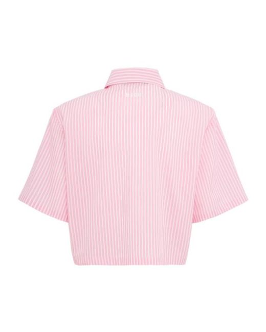 MSGM Pink Cropped Short Sleeve Cotton Shirt