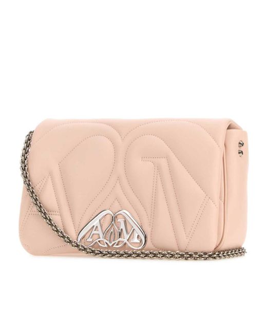 Alexander McQueen Pink The Seal Logo Plaque Small Shoulder Bag