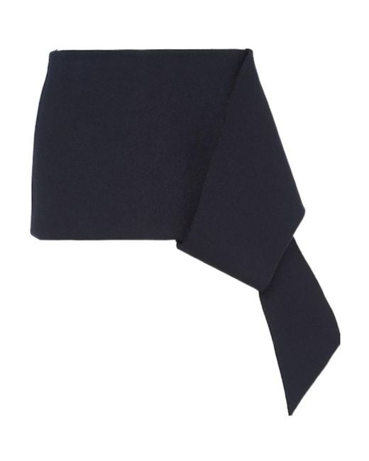 Prada Blue Asymmetric-Hem Zip-Up Mini Skirt