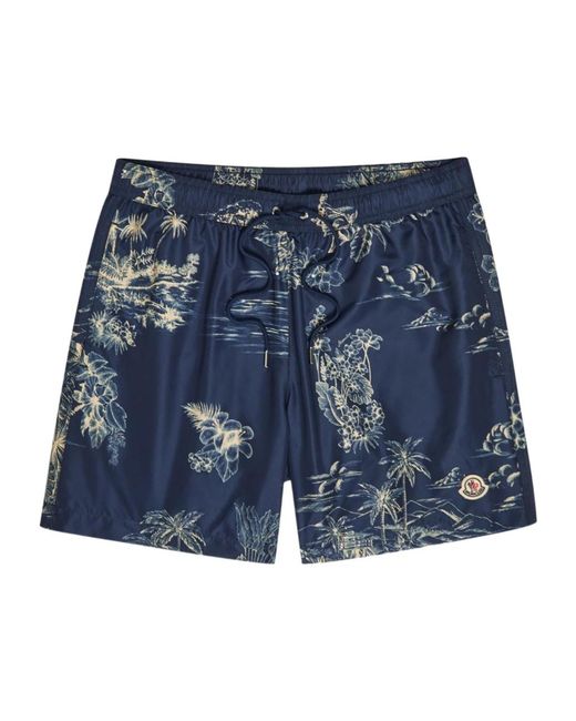Moncler Blue Floral Swim Trunks for men