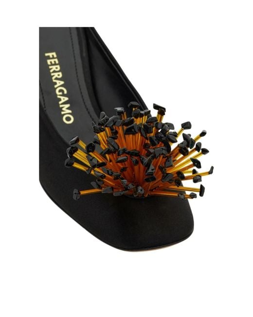 Ferragamo Black Ferragamo Safi Embellished Heel Mules