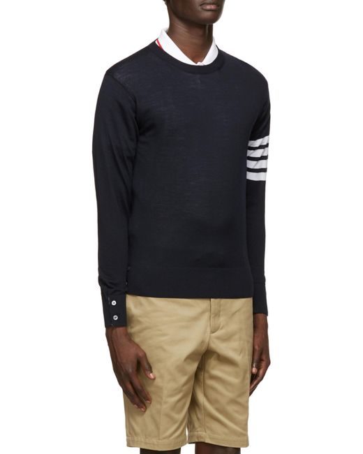 Thom Browne Blue 4-Bar Knitted Jumper for men