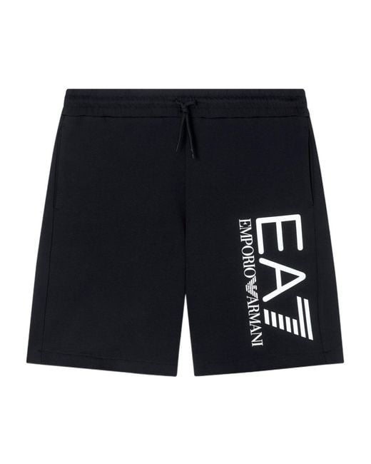 EA7 Black Wide Leg Shorts for men