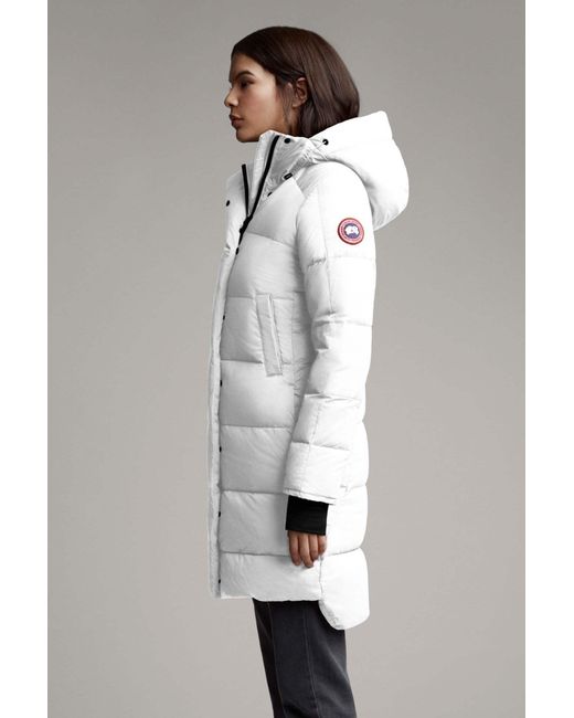 Canada Goose White Alliston Logo-Patch Padded Coat