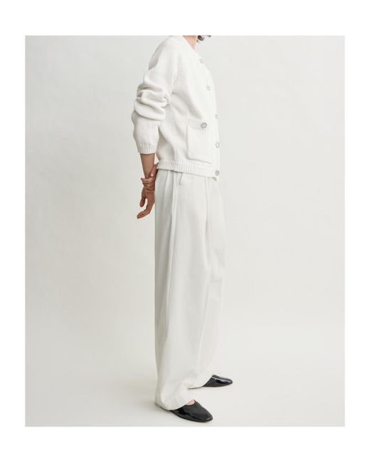 Totême White Hammered Button Cotton Cardigan