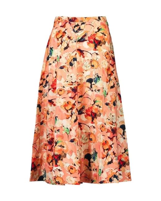 Ulla Johnson Orange Patterned Midi Skirt