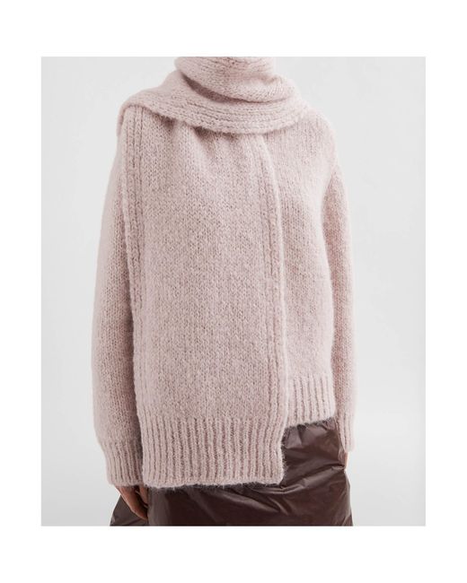 Jil Sander Pink Logo-Patch Knitted Scarf