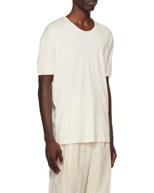 Lemaire White Short-Sleeved Crewneck T-Shirt for men