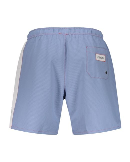 Iceberg Blue Logo Panel Swim Shorts for men