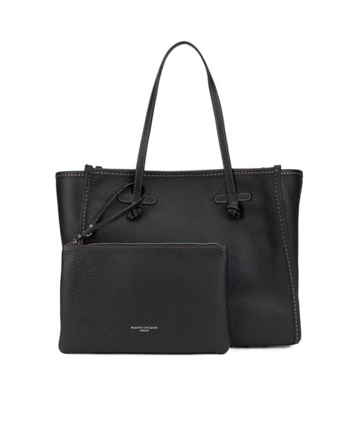 Gianni Chiarini Black Marcella Grained Leather Tote Bag