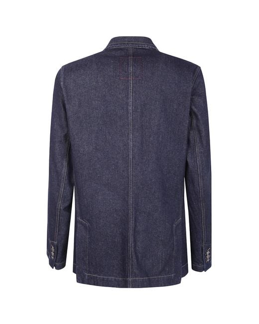 Uma Wang Blue Long-Sleeved Denim Jacket for men