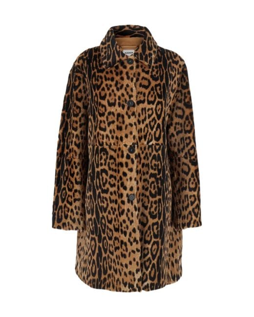 P.A.R.O.S.H. Brown Leopard-Print Shearling Coat