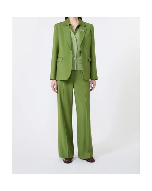 Weekend by Maxmara Green Wool Wide Leg Pants