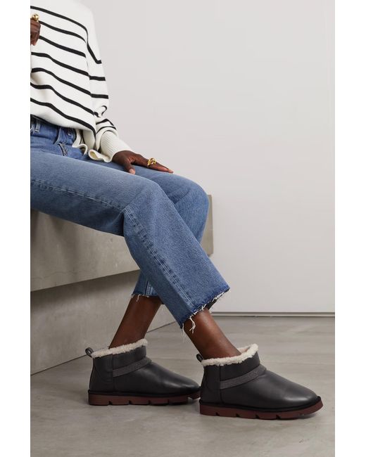 Brunello Cucinelli Black Leather Short Boots