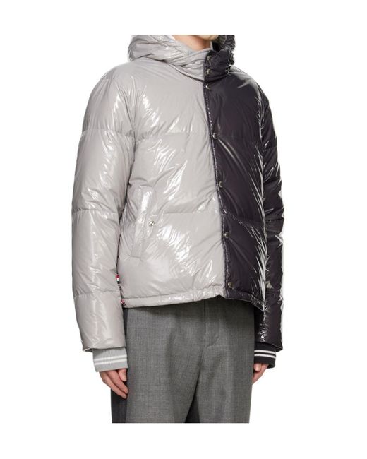 Thom Browne Gray Two-Tone Puffer Jacket for men