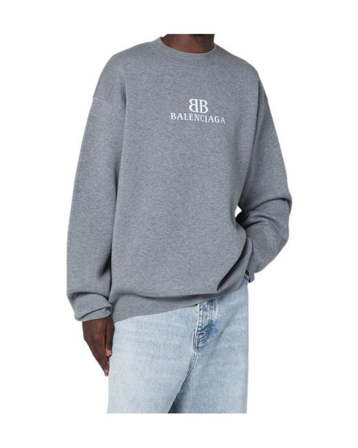 Balenciaga Gray Bb Knitted Oversized Sweater for men