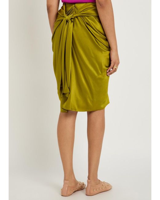 Chloé Green Draped Silk Knee-Length Skirt