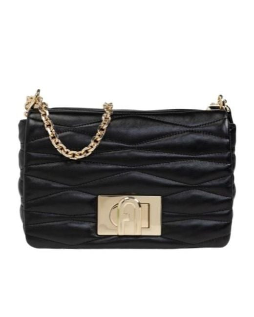 Furla Black 1927 Quilted Small Shoulder Bag
