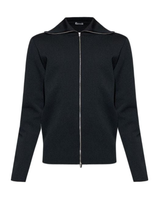 Jil Sander Blue Zipped Collar Sweatshirt for men