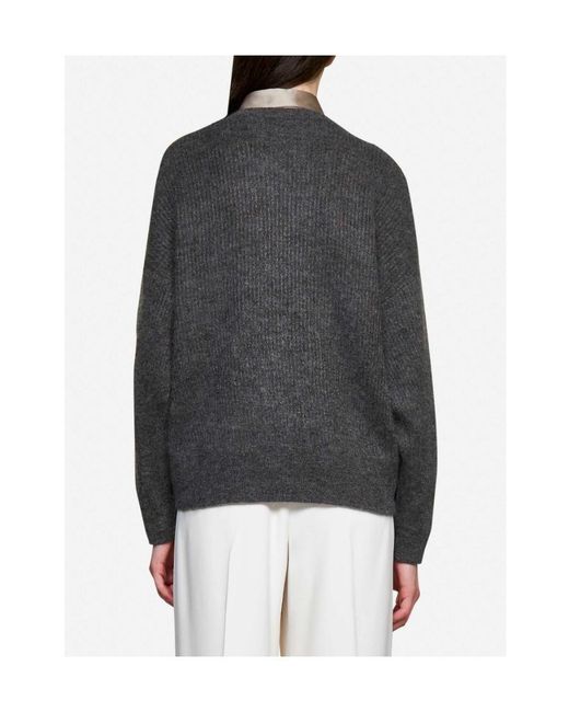 Brunello Cucinelli Gray Mohair-Blend Long-Sleeved Jumper