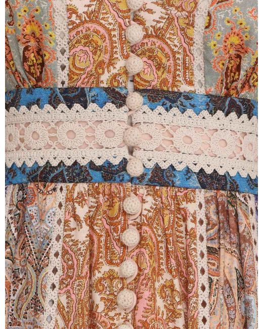 Zimmermann Multicolor Floral Print V-Neck Midi Dress