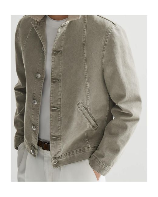 Brunello Cucinelli Green Garment-Dyed Outerwear Jacket for men
