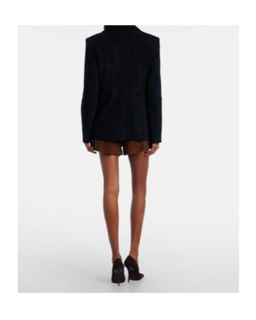 Stouls Blue Suede Double-Breasted Blazer
