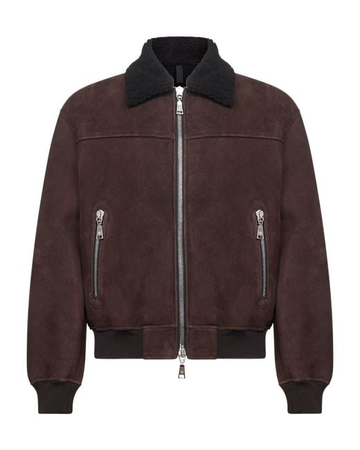 Tagliatore Brown Long-Sleeved Zip-Up Jacket for men