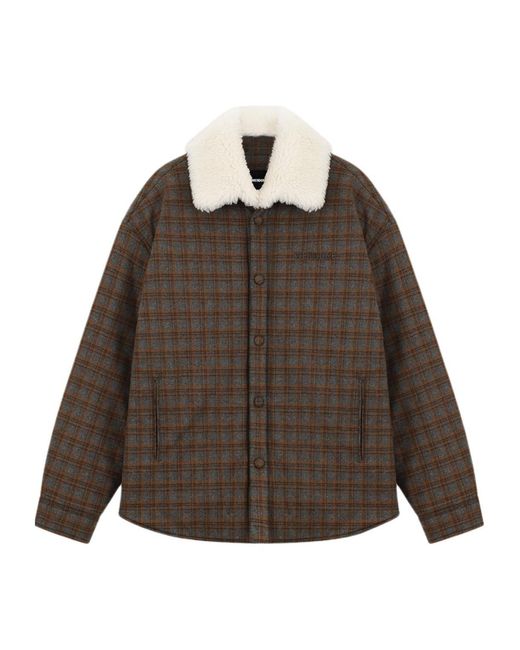 we11done Brown Check-Print Jacket for men