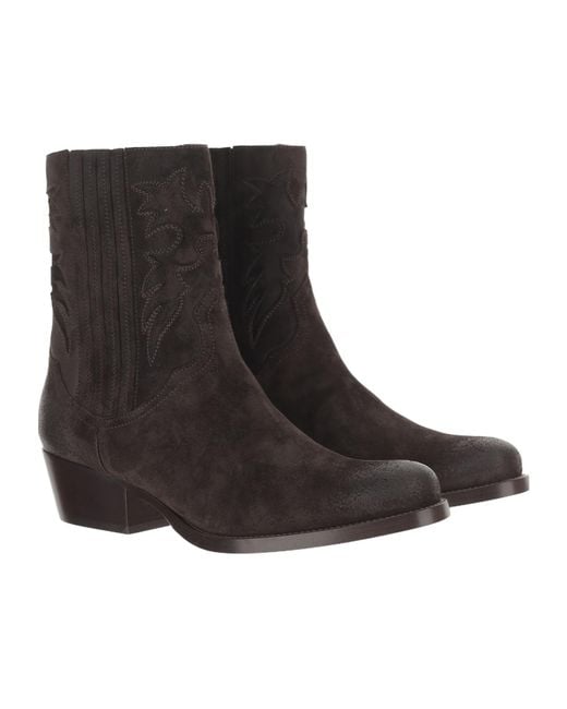 Sartore Brown Western Stitch Ankle Boots