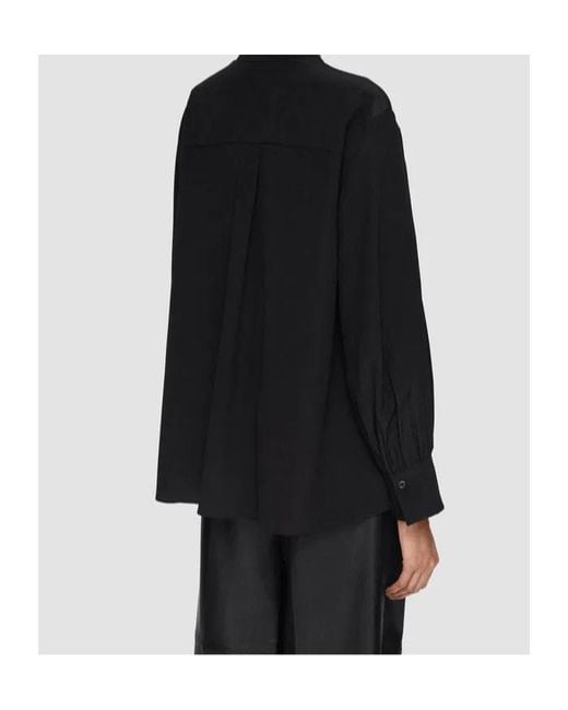 Joseph Black V-Neck Balloon-Sleeve Blouse